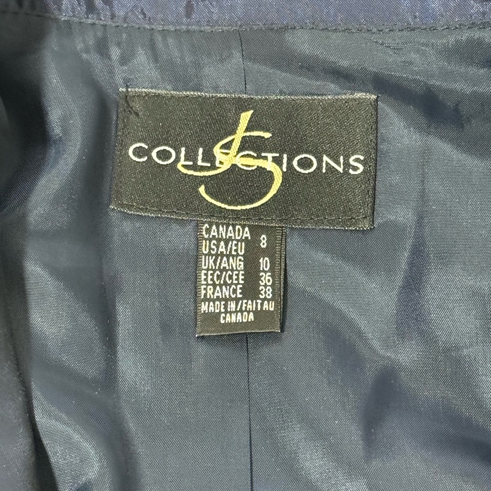 JS Collection Sz 8 Navy Blue Metallic Short Blazer - Picture 5 of 14